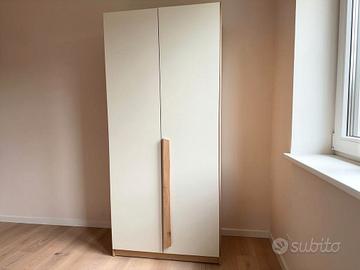 Armadio 2 ante bianco e legno moderno minimal