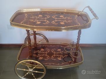 carrello portaoggetti in radica