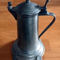 Antica brocca boccale caraffa PELTRO 95% Etain Fin