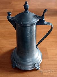 Antica brocca boccale caraffa PELTRO 95% Etain Fin