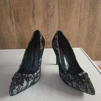 Scarpe decollete' donna n.ro 39 pelle e tessuto