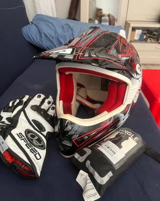 Casco guanti scaldacollo motocross