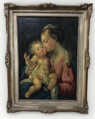 Dipinto Olio su Tela - Madonna con Bambino