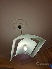 Lampadario vetro curvato satinato colore verde 