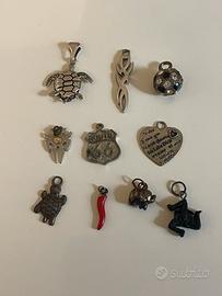 Lotto ciondoli argento e acciaio