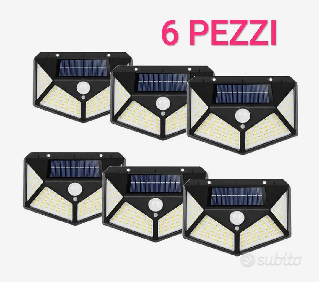 6x faretto solare fotovoltaico 100 led con sensore - Giardino e Fai da te  In vendita a Bergamo