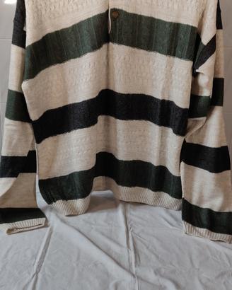 Maglione Made in Italy-Bianco/verde/grigio L-XL