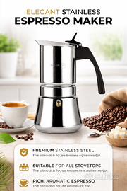 Caffettiera Italiana FAGOR 10 Tazze in Acciaio