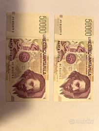 COPPIA 50.000 LIRE "BERNINI" -NUMERI CONSECUTIVI