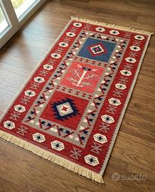 Tappeto Kilim 60x90 Nuovo 100% Cotone Stile Etnico