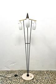 Lampada Stilnovo anni ‘50 a tre luci con vetro.