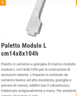 paletto recinzione in cemento e graniglia di marmo