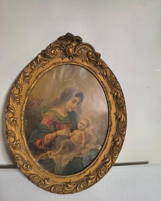 Quadro con cornice in legno dorata 