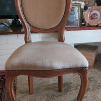 4 sedie legno e velluto 