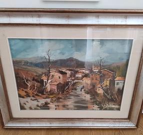 Quadro Dipinto Olio su Tela Paesaggio Firmato