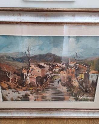 Quadro Dipinto Olio su Tela Paesaggio Firmato