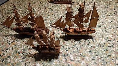 3 velieri in legno vintage – modellini nautici