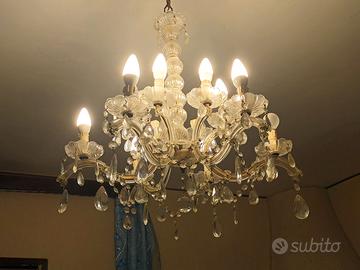 Lampadario gocce di Cristallo anni '50