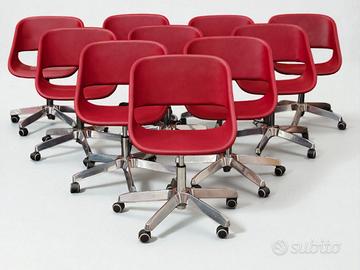 Poltrone da ufficio in pelle rossa