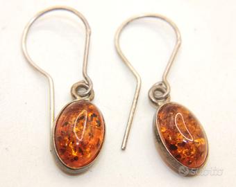 Splendidi orecchini Vintage argento ambra