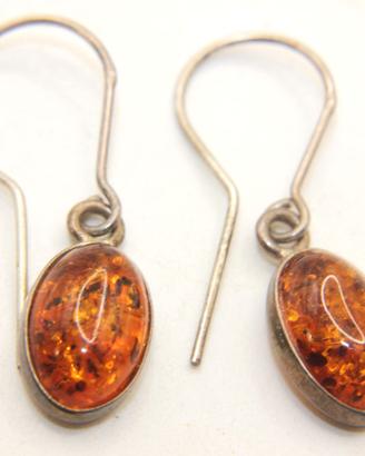 Splendidi orecchini Vintage argento ambra