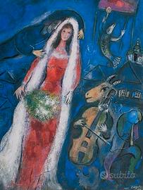Chagall La Sposa Stampa su tela con telaio 55x40cm