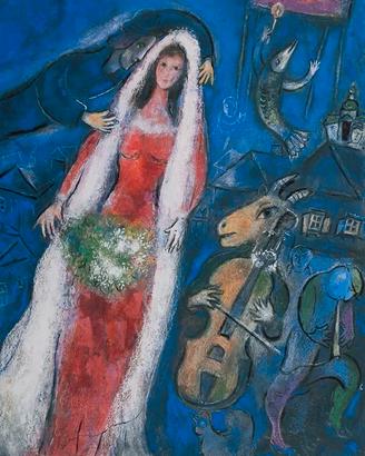 Chagall La Sposa Stampa su tela con telaio 55x40cm