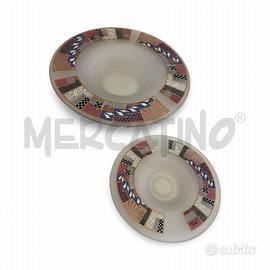 PIATTI PZ. 2 VETRO SATINATO DECORI GEOMETRICI ANNI