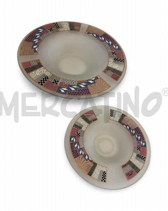 PIATTI PZ. 2 VETRO SATINATO DECORI GEOMETRICI ANNI