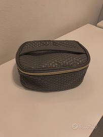 Beauty Case uomo donna unisex in PU Grigio e oro