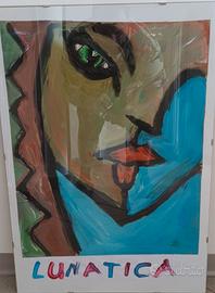 Opera d'arte moderna in cornice a giorno di vetro