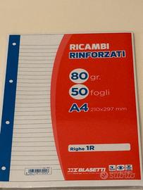 Fogli rinforzati a righe A4 per quaderni ad anelli