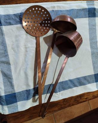set mestoli lunghi rame vintage