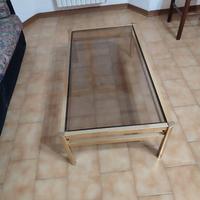 Tavolino in vetro e ottone
