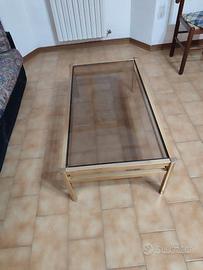 Tavolino in vetro e ottone