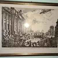 Stampa antica pezzo raro Fontana di Trevi del 700