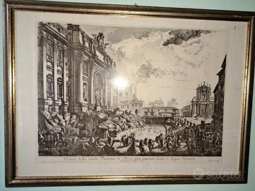 Stampa antica pezzo raro Fontana di Trevi del 700