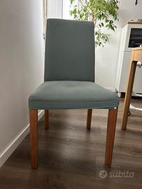 4 Sedie Bergmund Ikea con fodera verde