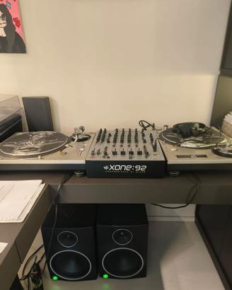 blocco x dj mixer+piatti+casse+puntine+cuffie