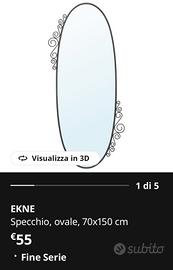Specchio Ekne Ikea ferro battuto ovale nero 