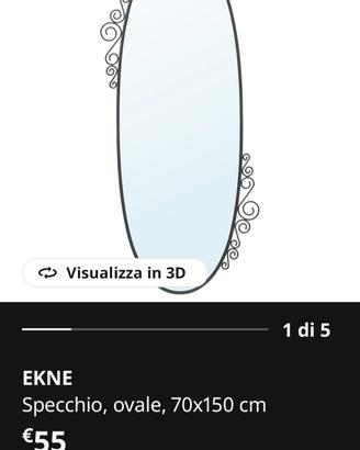 Specchio Ekne Ikea ferro battuto ovale nero 