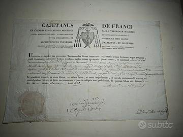 1837 Trani Arcivescovo De Franci Nulla Osta33x22cm
