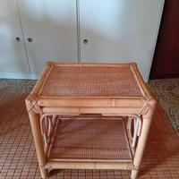 tavolino e pensile in giunco vintage