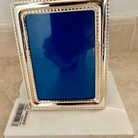 Cornice portafoto argento e velluto blu