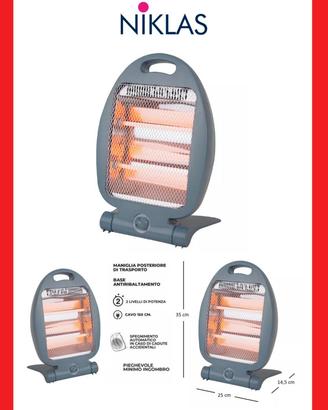 NIKLAS TREND STUFA AL QUARZO 400/800W BASSO CONSUM