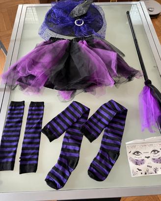 Kit Strega Halloween: Tutù, Scopa, Trucco e Capell