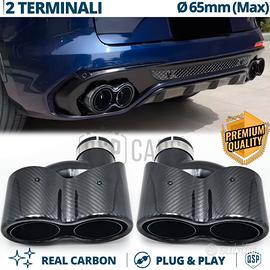 2 Terminale Scarico DOPPIO H CARBONIO Acciaio NERO