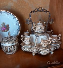 servizio caffè capodimonte vassoio e porta dolci
