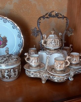 servizio caffè capodimonte vassoio e porta dolci