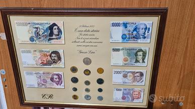 Quadro con banconote Lira stampate